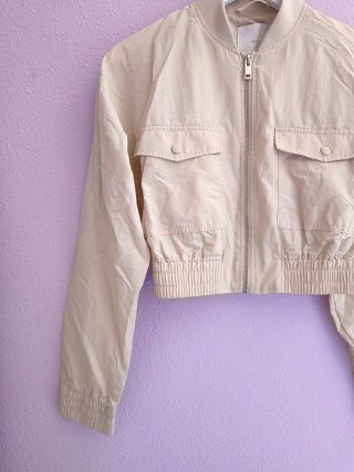 Chaqueta Bomber Mango Beige Talla XS