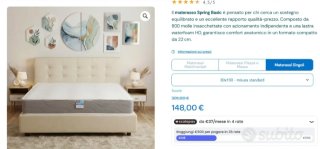 Materasso singolo molle memory 80x190