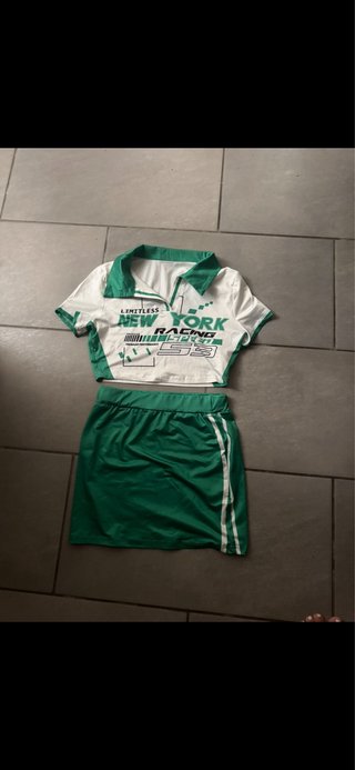 Completo 2 pezzi donna verde/bianco