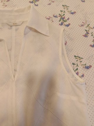 Blusa Mango Lino Blanca Sin Mangas