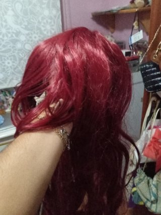 Peluca muy larga roja oscura