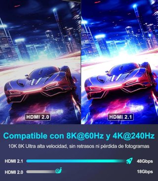 Cavo HDMI 8K 10K UHD 1m in alluminio 24K