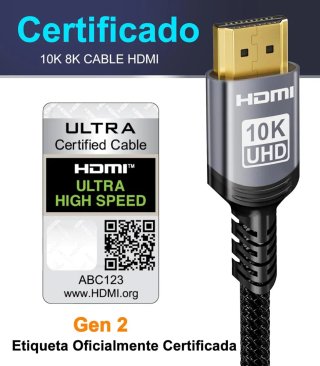 Cavo HDMI 8K 10K UHD 1m in alluminio 24K