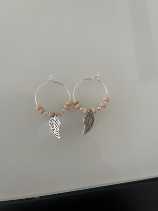 Pendientes Aro con Hojas y Perlas