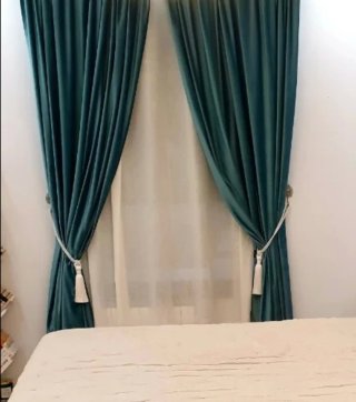 2 Cortinas Terciopelo Verde aguamarina