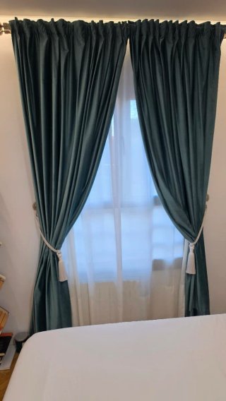 2 Cortinas Terciopelo Verde aguamarina