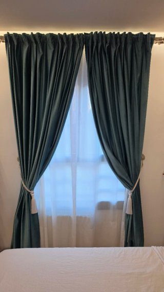 2 Cortinas Terciopelo Verde aguamarina