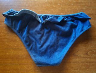 Slip in denim blu scuro con volant Twinset tg XS
