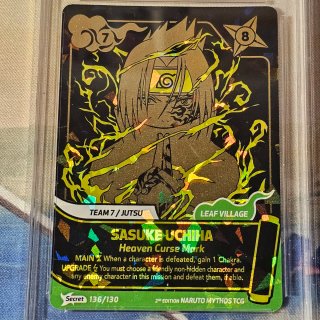 Naruto Mythos TCG Sasuke Uchiha Secret 136/130 di seconda mano per