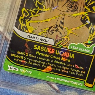 Naruto Mythos TCG Sasuke Uchiha Secret 136/130 di seconda mano per