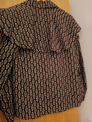 Blusa Pedro del Hierro Negra Estampada Talla XS
