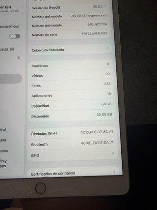 iPad Air 3ª Gen con Cargador