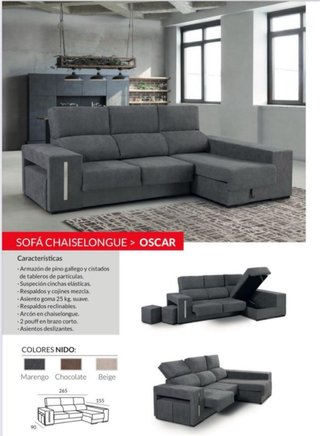 Sofá Chaiselongue Oscar Beige