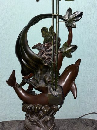 Lámpara Sobremesa Escultura Mujer y Delfín