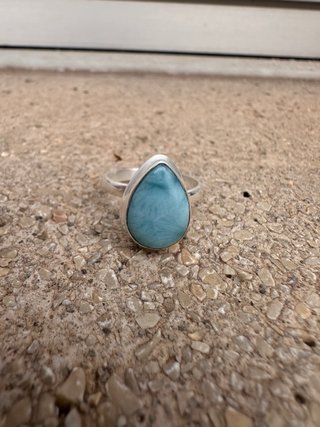 Anello in Argento Larimar a Goccia