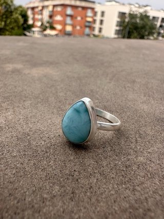Anello in Argento Larimar a Goccia