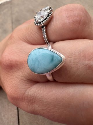 Anello in Argento Larimar a Goccia