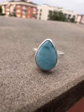 Anello in Argento Larimar a Goccia