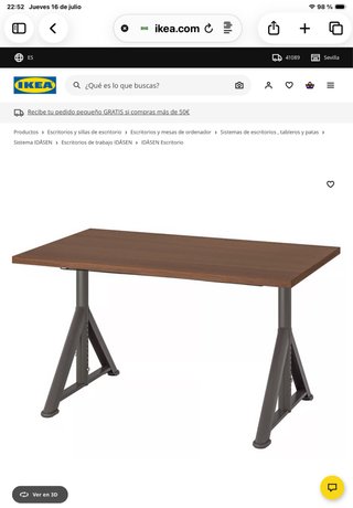 Escritorio IKEA IDÅSEN Madera y Metal 2 unidades