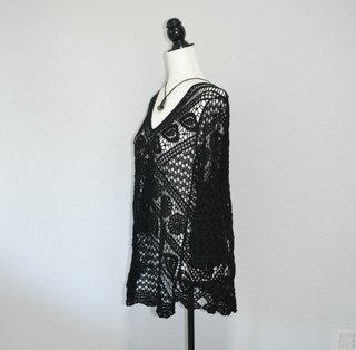 Túnica Pareo Verano Boho Calada Negra
