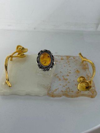 Anello Argento 925 con Ambra Baltica