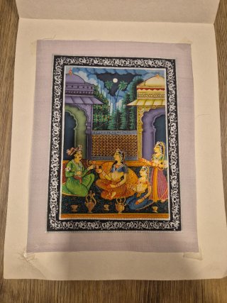 Pintura India Miniatura Escena Palaciega
