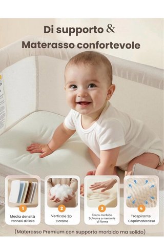 Culla Neonato Fianco Letto 3-in-1