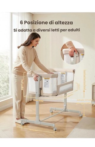 Culla Neonato Fianco Letto 3-in-1