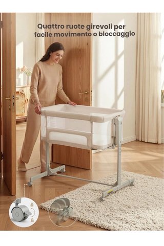Culla Neonato Fianco Letto 3-in-1