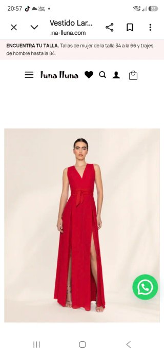 Vestido rojo largo gasa con cinturón floral