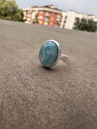 Anello in Argento Regolabile con Larimar