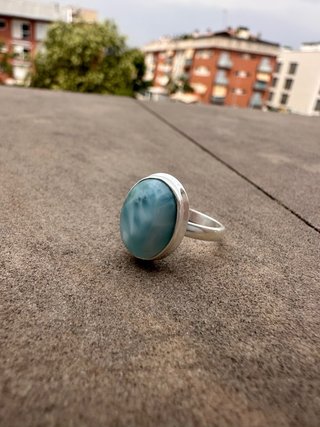 Anello in Argento Regolabile con Larimar