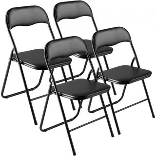 Juego de 4 sillas plegables, sillas de cuero plega
