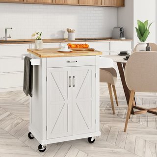 Carro de cocina con superficie de madera, cajón pr