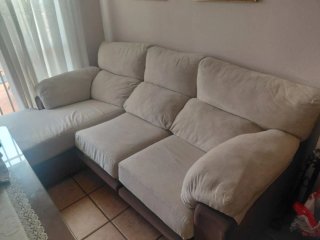 Sofá chaise longue beige tela