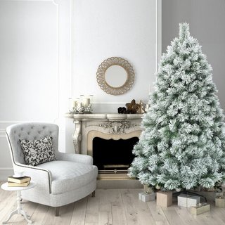 Árbol de Navidad artificial nevado de 180 cm con b