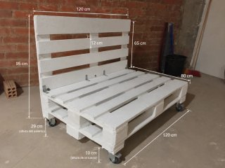 Sofá Palet con Cojines Gris y Beige