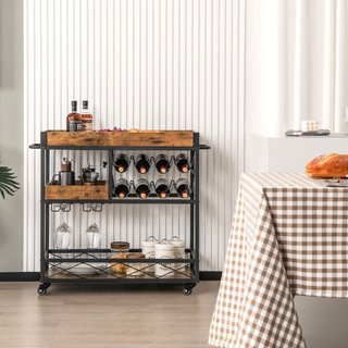 Carro bar con bandeja extraíble para botellas, por