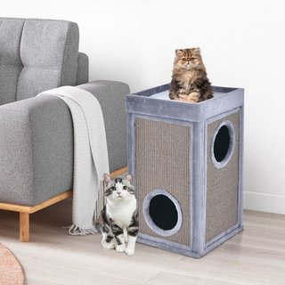 Casita para gatos de 3 pisos con entradas, colchón