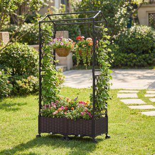 Caja para plantas con riego automático, cama eleva