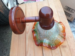 Lámpara de mesa cristal y madera
