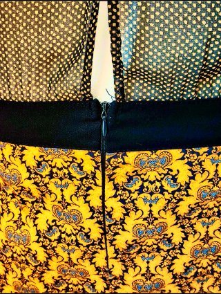Miniabito estivo blu e giallo ocra made in Italy
