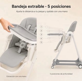 Trona Plegable Bebé ALMAR Elevable Rosa