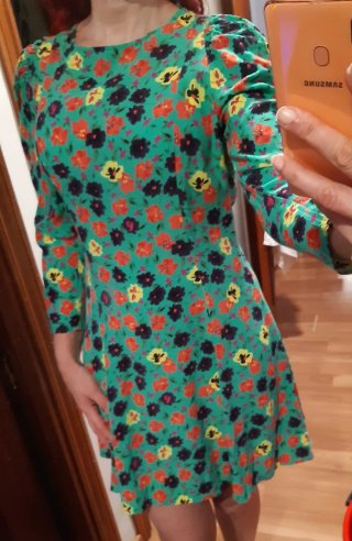 Vestido verde turquesa estampado floral