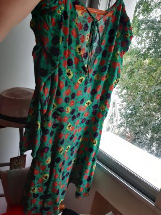 Vestido verde turquesa estampado floral