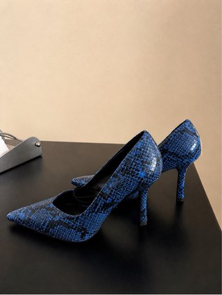 Tacones Zara Serpiente Azul Talla 37
