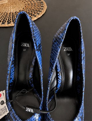 Tacones Zara Serpiente Azul Talla 37