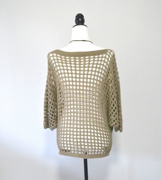 Blusa calada verano beige/marrón talla única