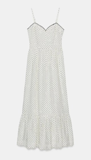 Vestido midi lunares negro y blanco