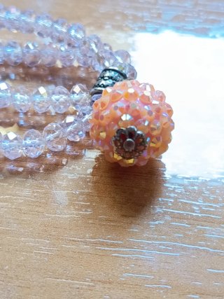 Pulsera doble bola brillante rosa